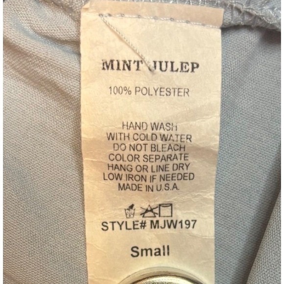 Mint Julep Light Blue Long‎ Sleeve Tie Waist Peplum Top Women's Small - Picture 4 of 10